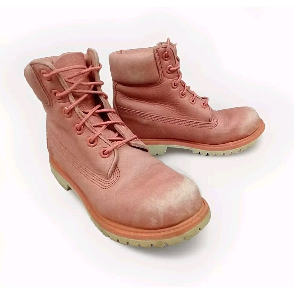 Women’s Pink Leather Lace-Up Ankle Boots